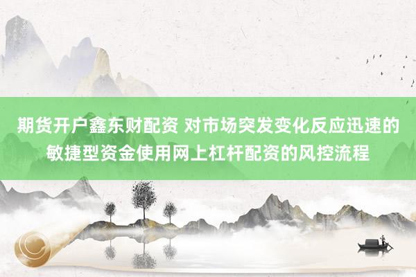 期货开户鑫东财配资 对市场突发变化反应迅速的敏捷型资金使用网上杠杆配资的风控流程
