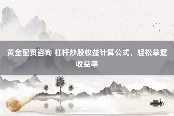 黄金配资咨询 杠杆炒股收益计算公式，轻松掌握收益率